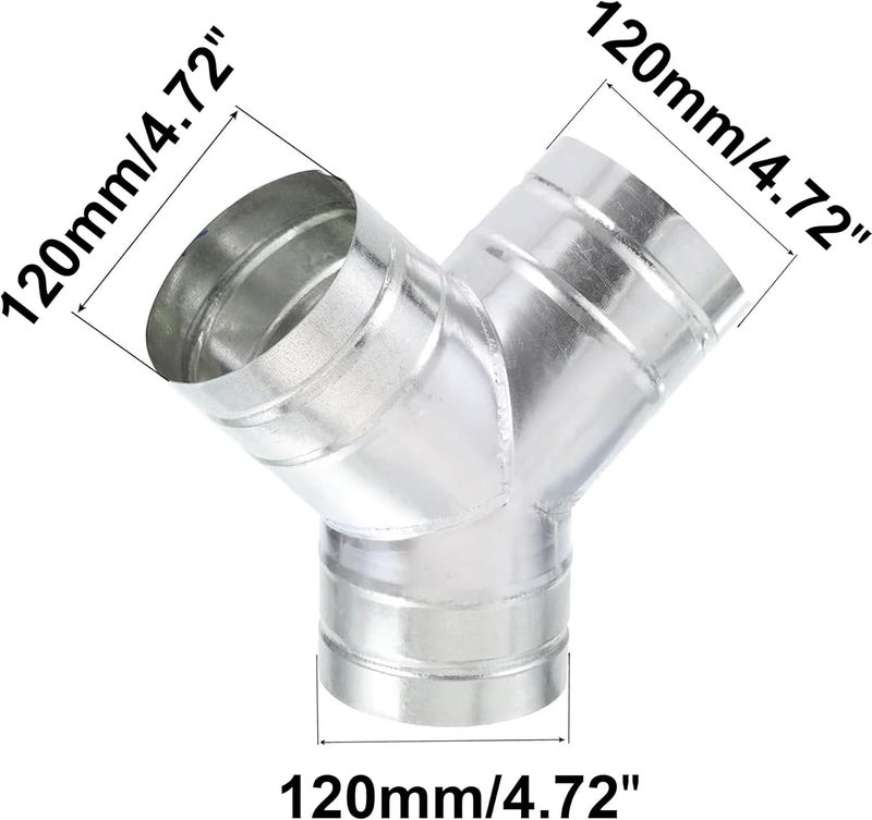 LEPEVNEY 5" to 5" Y Shape Duct Splitter Adapter 90° Degree Dust Fitting, 3-Way Hose Connector for Exhaust Fan, Dryer Vent & HVAC Ventilation System - Image 2
